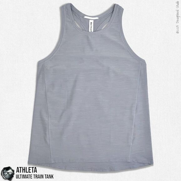 ATHLETA ULTIMATE TRAIN TEXTURED TANK IN MUTED LILAC / WHITE SIZE S RACERBACK - Picture 1 of 11